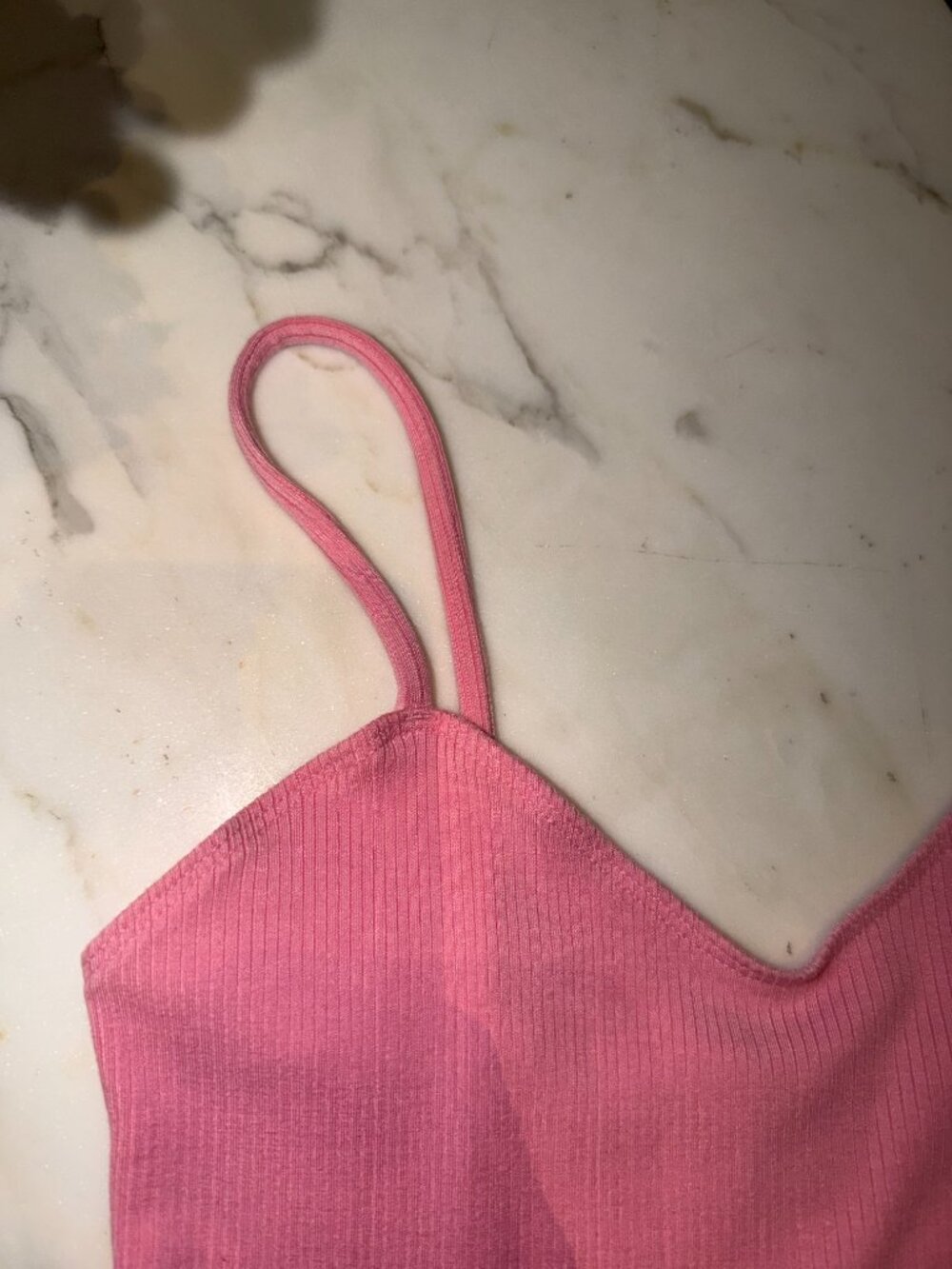 Aritzia Wilfred Free Ribbed Pink Mini Dress | V-Neck Dress - Picture 7 of 13